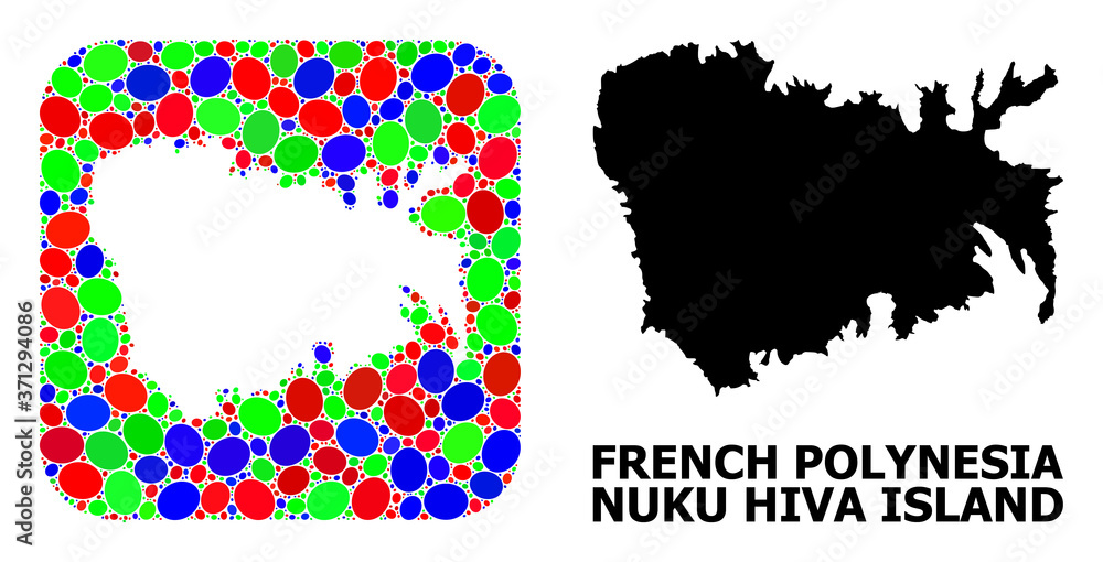 Mosaic Hole and Solid Map of Nuku Hiva Island