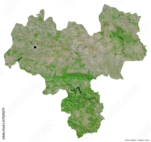 Haskovo, province of Bulgaria, on white. Satellite