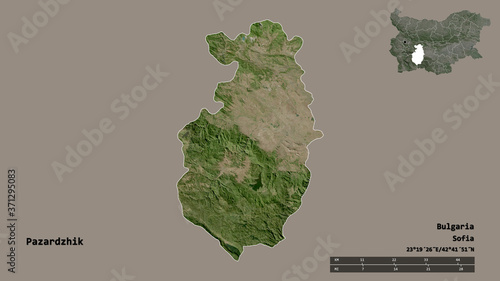 Pazardzhik, province of Bulgaria, zoomed. Satellite photo
