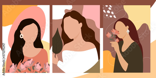 Abstract portrait of girls with flowers