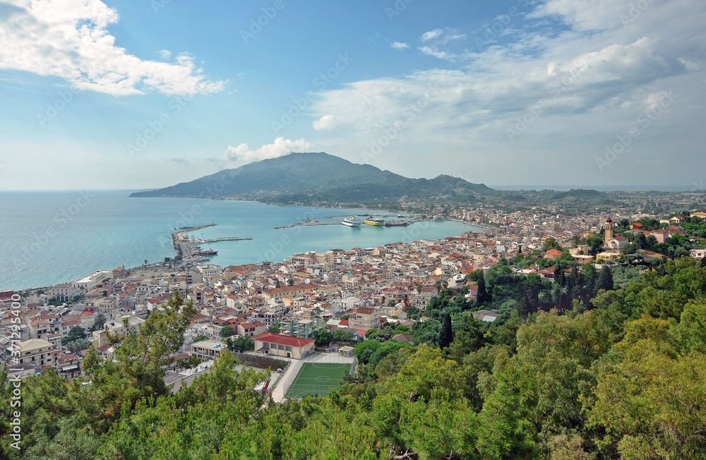 Obraz premium Panorama of Zakynthos city, Zakynthos island, Greece