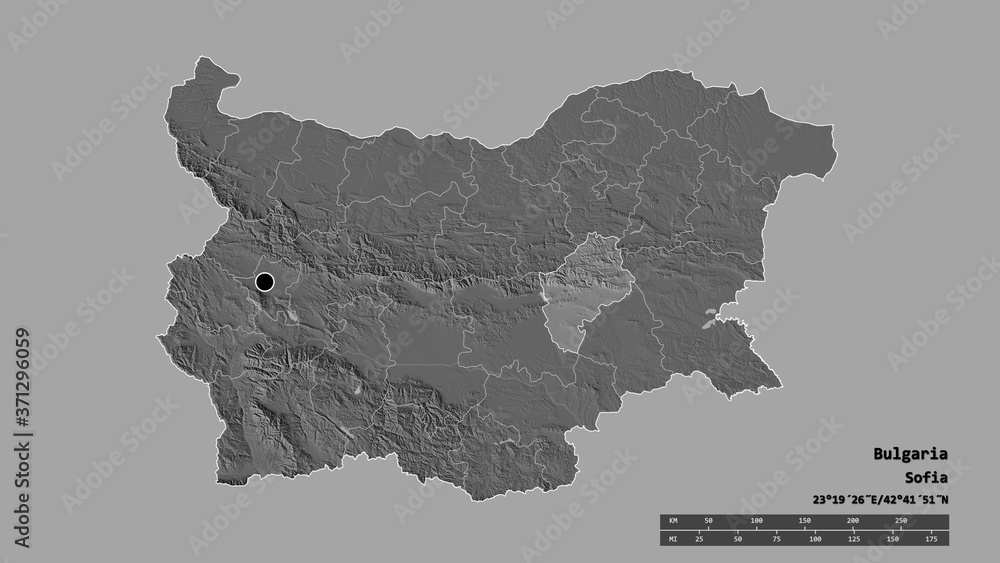Location of Sliven, province of Bulgaria,. Bilevel