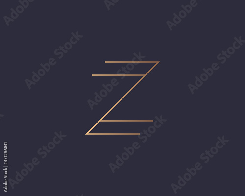Letter Z logo monogram, minimal style identity initial logo mark. Golden gradient parallel lines vector emblem logotype for business cards initials invitations ect.