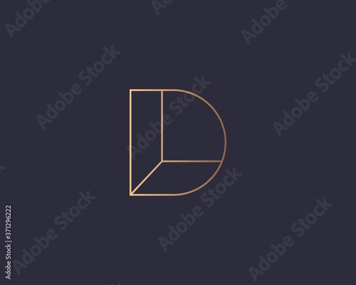 Letter D logo monogram, minimal style identity initial logo mark. Golden gradient parallel lines vector emblem logotype for business cards initials invitations ect.