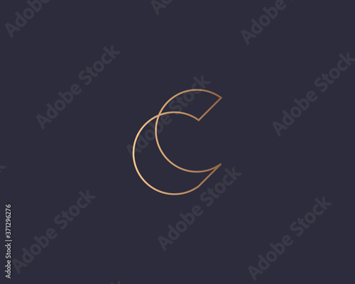 Letter C logo monogram, minimal style identity initial logo mark. Golden gradient parallel lines vector emblem logotype for business cards initials invitations ect.