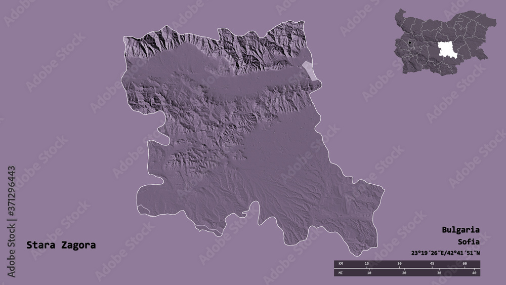 Stara Zagora, province of Bulgaria, zoomed. Administrative