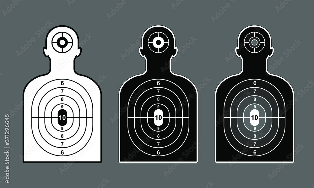 Human silhouette three Targets white black and grey, for Shooting