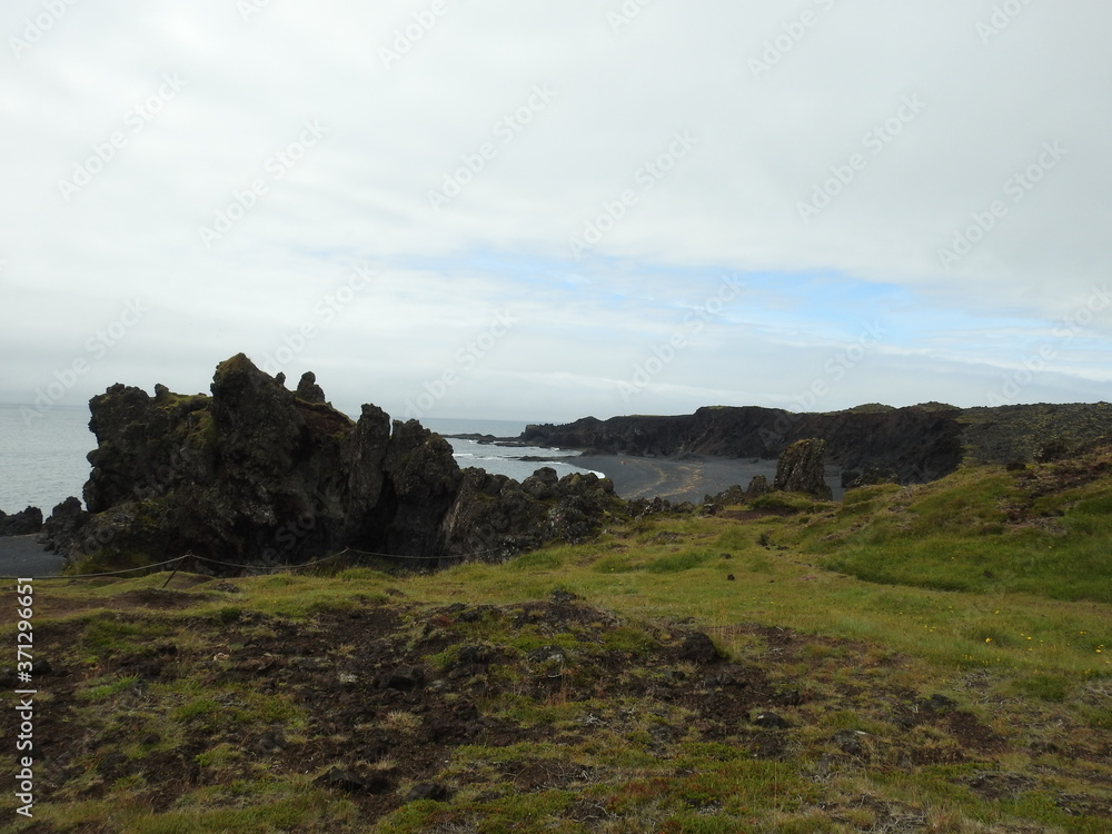 Black sand beach on the western coast of Iceland