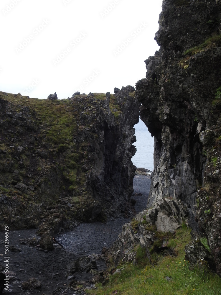 Black sand beach on the western coast of Iceland