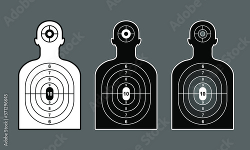 Human silhouette three Targets white black and grey, for Shooting Practice. Vector illustration.