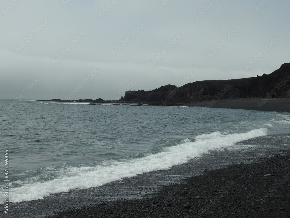 Black sand beach on Icelands western coast