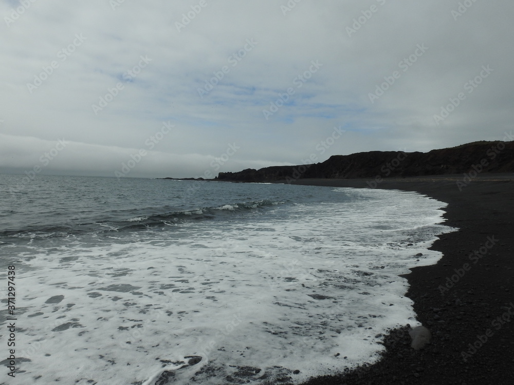 Black sand beach on the west coast of Iceland