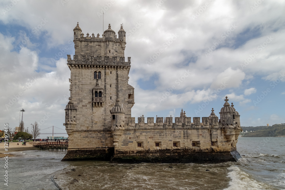 Belem tower in Lisbon in Portugal, symbol of the city and UNESCO World Heritage Site.
