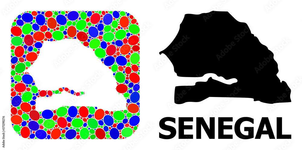 Mosaic Stencil and Solid Map of Senegal