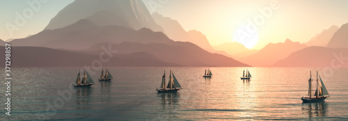 Fotografie, Obraz sailboat sailing in the sea