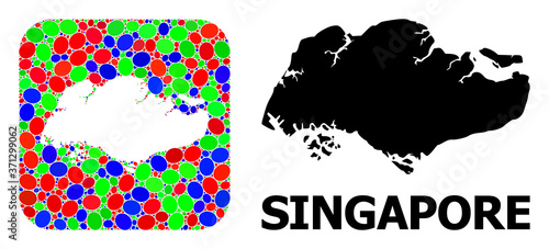 Mosaic Stencil and Solid Map of Singapore