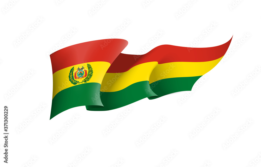Bolivia flag state symbol isolated on background national banner. Greeting card National Independence Day of the Plurinational State of Bolivia. Illustration banner with realistic military flag. Bolivia flag state symbol isolated on background national banner. Greeting card National Independence Day of the Plurinational State of Bolivia. Illustration banner with realistic military flag.