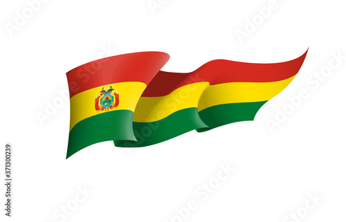 Bolivia flag state symbol isolated on background national banner. Greeting card National Independence Day of the Plurinational State of Bolivia. Illustration banner with realistic state flag.