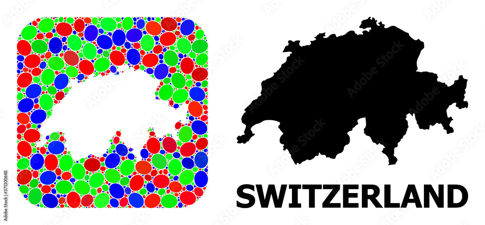 Mosaic Stencil and Solid Map of Switzerland