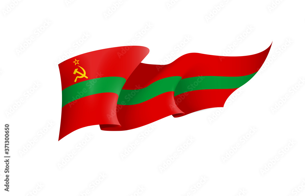 Transnistria flag state symbol isolated on background national banner. Greeting card National Independence Day Pridnestrovian Moldavian Republic. Illustration banner with realistic state flag of PMR. Transnistria flag state symbol isolated on background national banner. Greeting card National Independence Day Pridnestrovian Moldavian Republic. Illustration banner with realistic state flag of PMR.