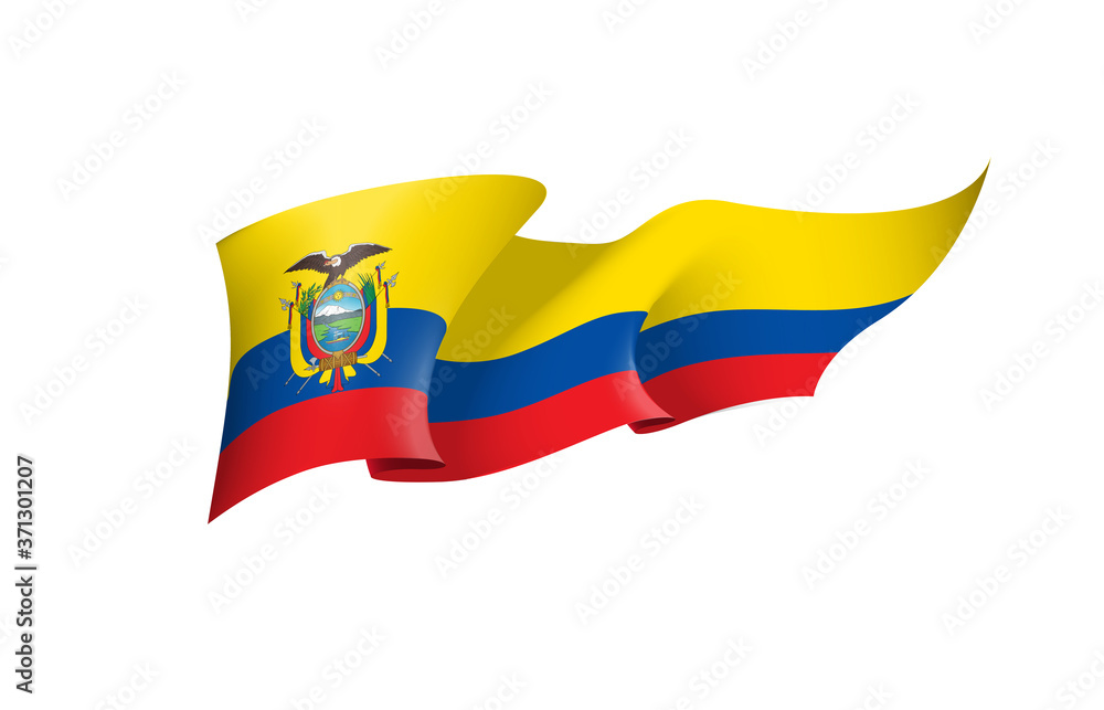 Ecuador flag state symbol isolated on background national banner. Greeting card National Independence Day of the Republic of Ecuador. Illustration banner with realistic state flag. Ecuador flag state symbol isolated on background national banner. Greeting card National Independence Day of the Republic of Ecuador. Illustration banner with realistic state flag.