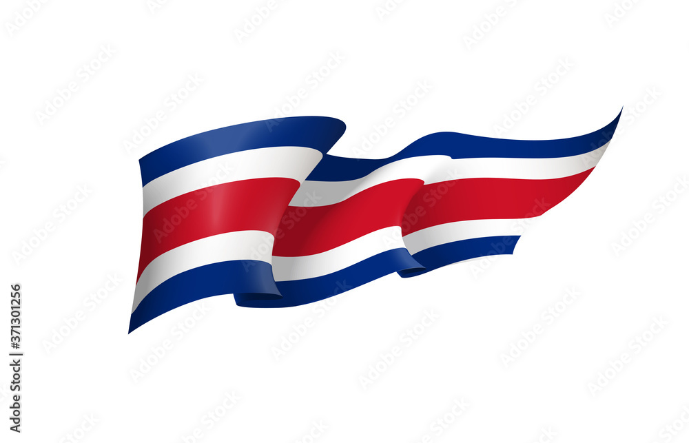 Costa Rica flag state symbol isolated on background national banner. Greeting card National Independence Day of the Republic of Costa Rica. Illustration banner with realistic state flag. Costa Rica flag state symbol isolated on background national banner. Greeting card National Independence Day of the Republic of Costa Rica. Illustration banner with realistic state flag.