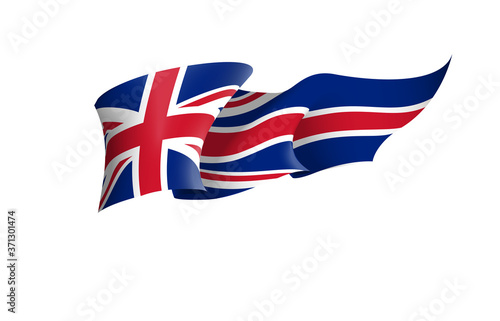 Britain flag state symbol isolated on background national banner. Greeting card National Independence Day United Kingdom of Great Britain and Northern Ireland. banner with realistic state flag of UK.