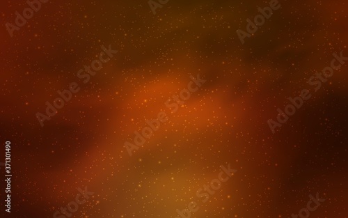 Dark Orange vector texture with milky way stars. Shining illustration with sky stars on abstract template. Smart design for your business advert.