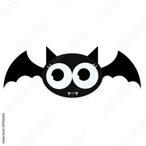 Black nocturnal bird with big eyes. Bat vector