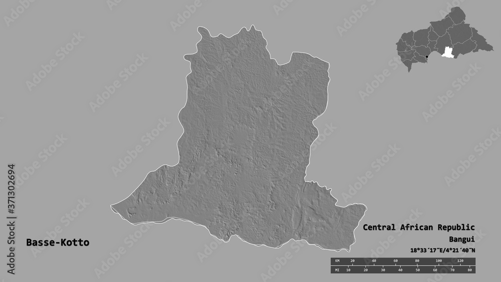 Basse-Kotto, prefecture of Central African Republic, zoomed. Bilevel
