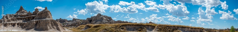 Panoramic HDR skyline of Badlands National Park in South Dakota, USA