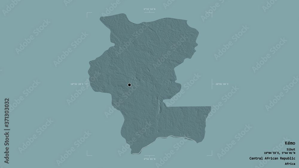 Kémo - Central African Republic. Bounding box. Administrative