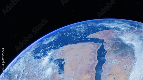 Arabian Peninsula from space. Photo realistic 3D render.