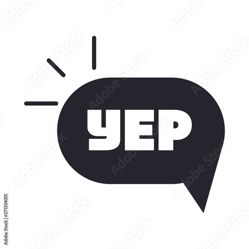 slang bubbles, yep speak bubble, over white background, silhouette icon style