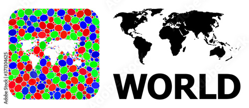Mosaic Stencil and Solid Map of World