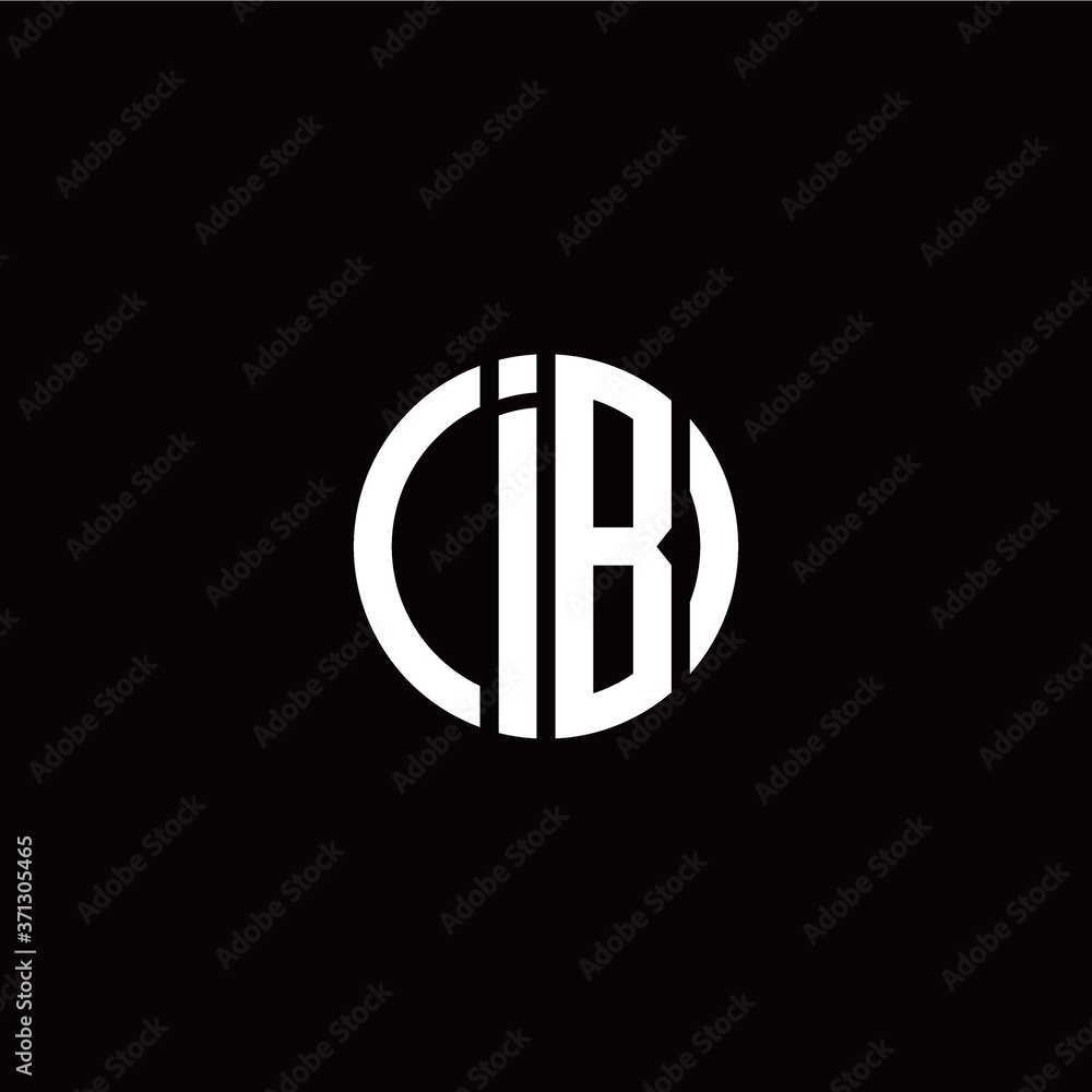 initial I B letter with circle style logo template vector