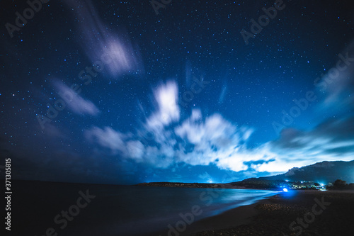Nocturna playa bolonia estrellas perseidas cielo anochecer  photo