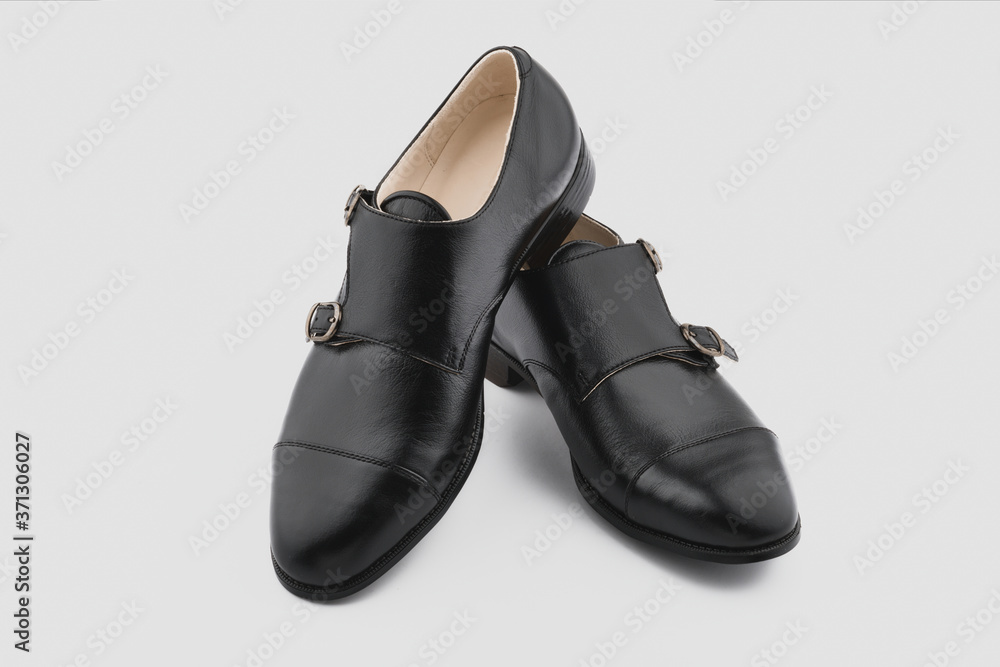 Male classic shoes. Elegant black monk shoes Male classic shoes. Elegant black monk shoes