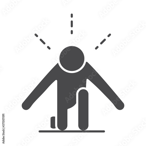 front view runner position of start sport race silhouette icon design