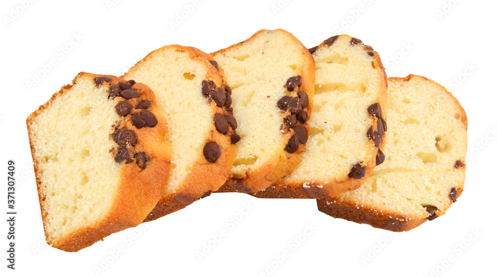 Top View of a Chocolate Chip Muffin Isolated on a White Background