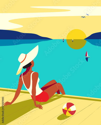 Vacation travel to seaside vector poster