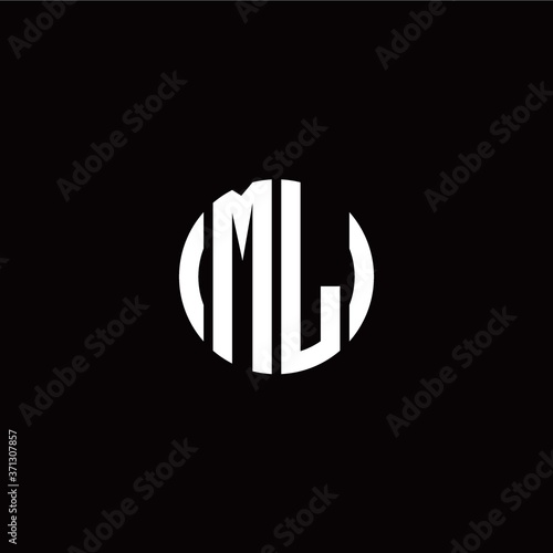 initial M L letter with circle style logo template vector