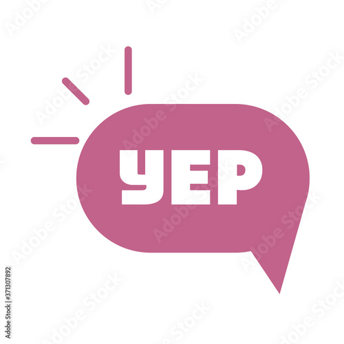 slang bubbles, yep speak bubble, over white background, flat icon design