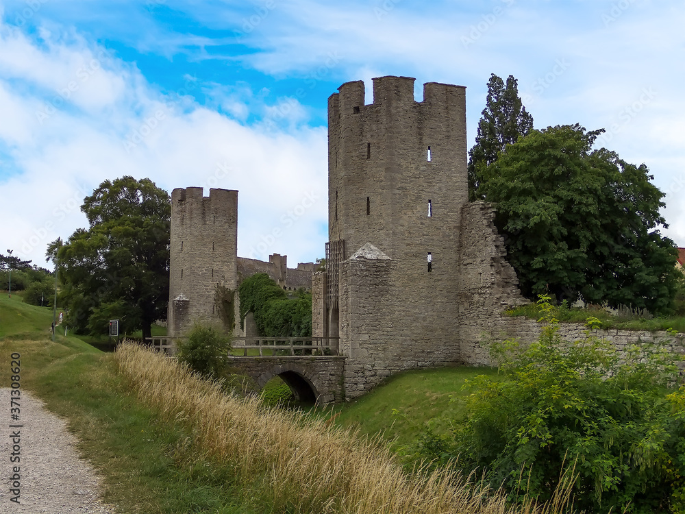 A view towards the entrance to Visborg Castle in Visby on the island of Gotland, Sweden in the summertime A view towards the entrance to Visborg Castle in Visby on the island of Gotland, Sweden in the summertime