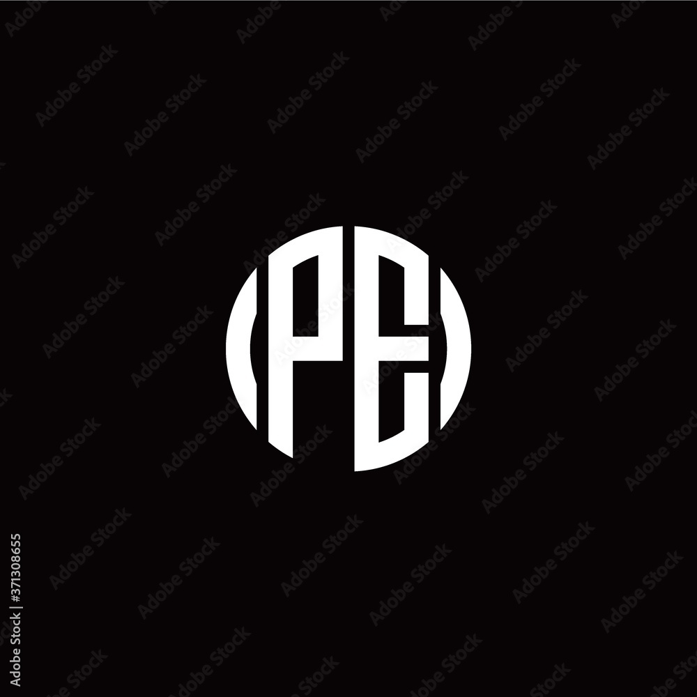 Obraz premium initial P E letter with circle style logo template vector