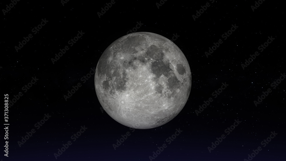 The Full Moon phase. Photo realistic 3D render.