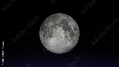 The Full Moon phase. Photo realistic 3D render.