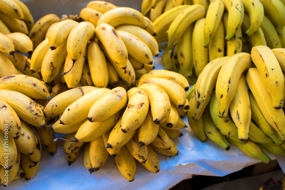 Cluster of Fresh Natural Bananas at the Market
