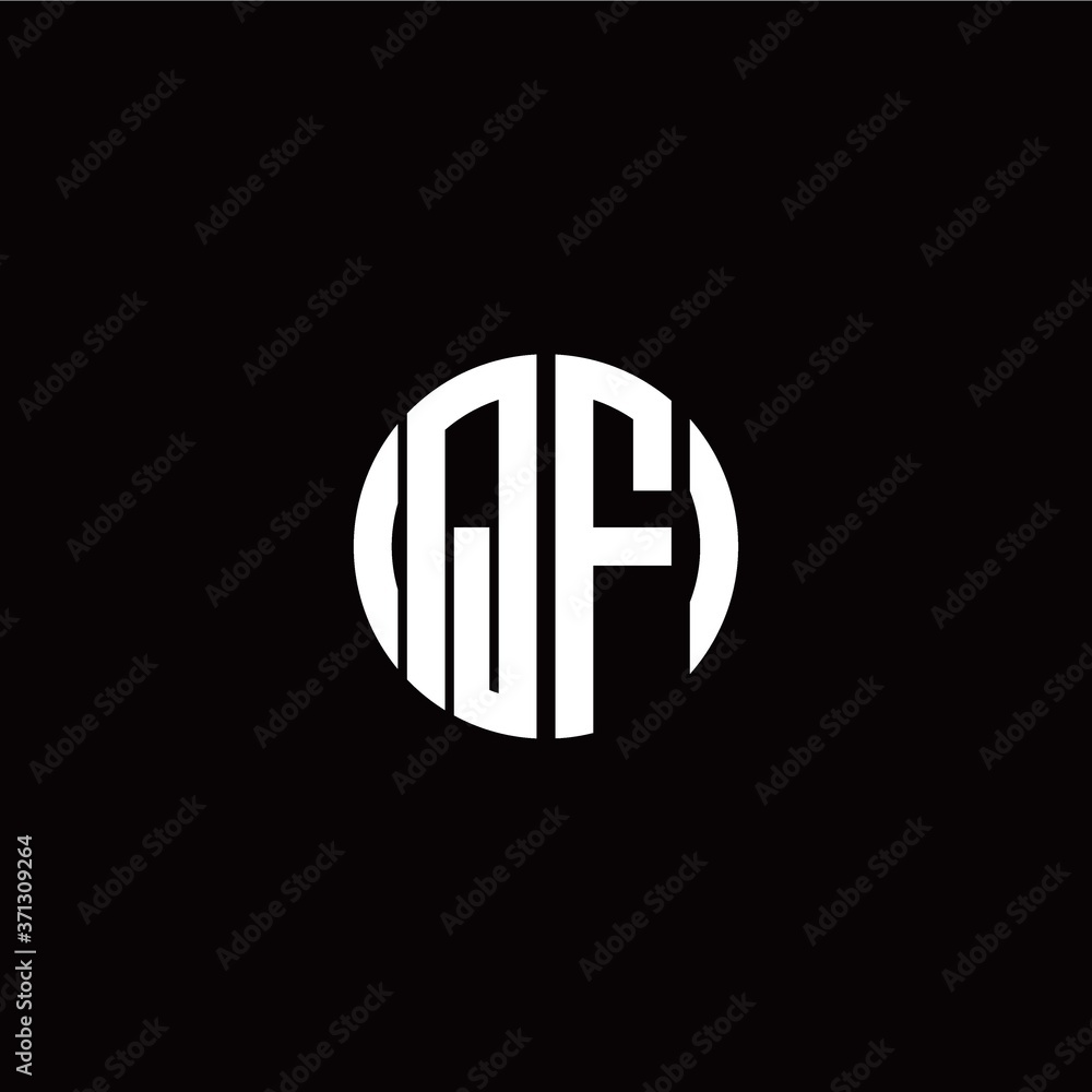 initial Q F letter with circle style logo template vector initial Q F letter with circle style logo template vector