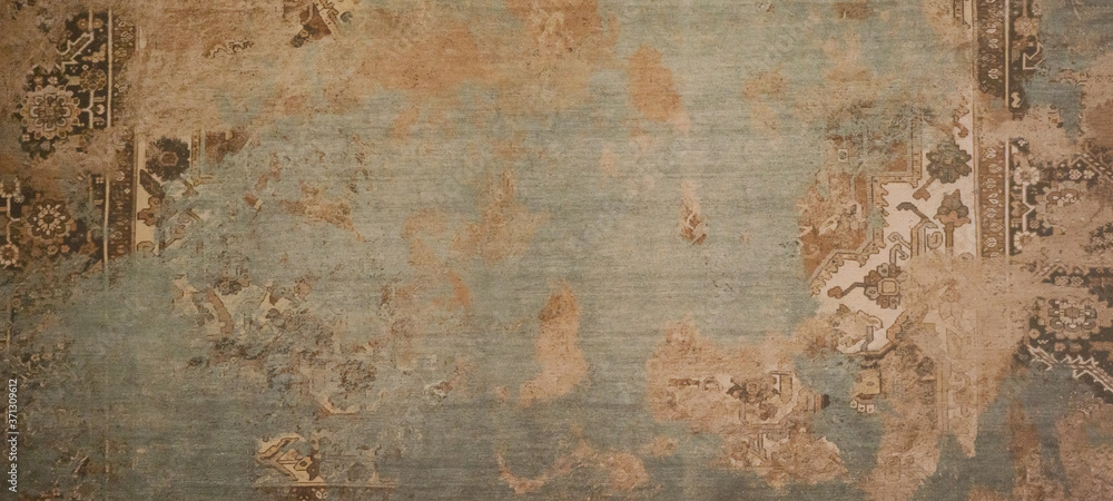 Fototapeta premium Stary brązowy szary zardzewiały vintage noszone wytarty motyw patchworku płytki kamień beton cement ściany tekstura tło transparent